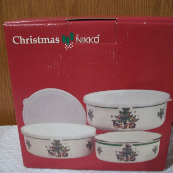 Nikko Christmas Bowl 6 Piece Metal Storage Bowl Set  NIB - Picture 1 of 5